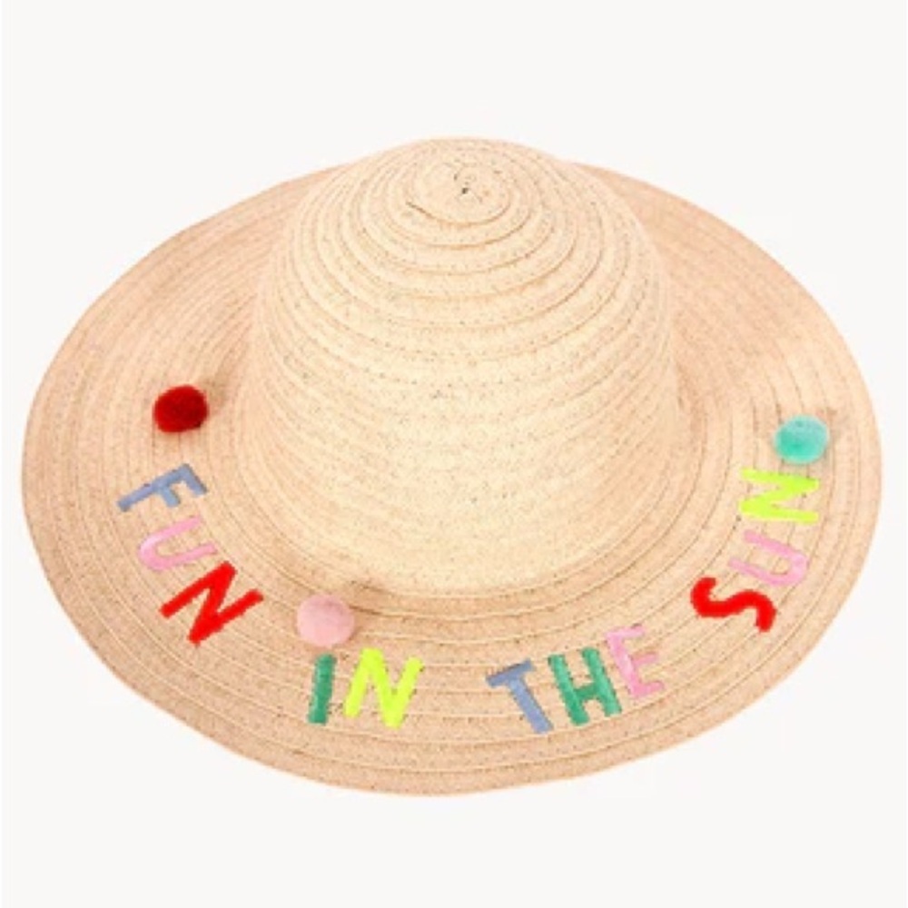 Target Straw Sun Hat with “Fun in the Sun” Embroidery – Women’s Wide Brim
